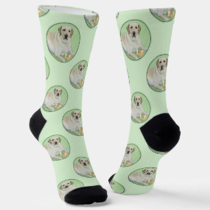 Calcetines Pintura de Labrador Retriever Amarillo y Pelotas d