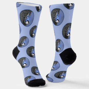 Calcetines Pintura de pájaro original con pajarita nupcial bl