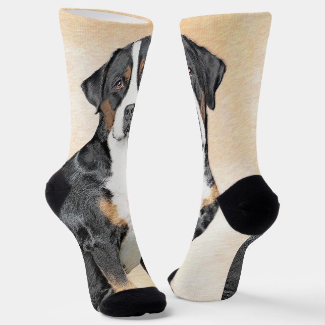 Calcetines Pintura de perro de la montaña suiza - Arte origin (Angular)