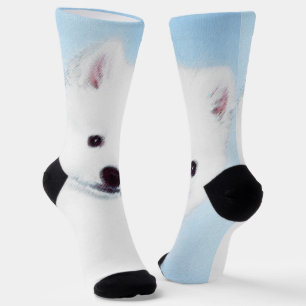 Calcetines Pintura de perro esquimal estadounidense - Arte de
