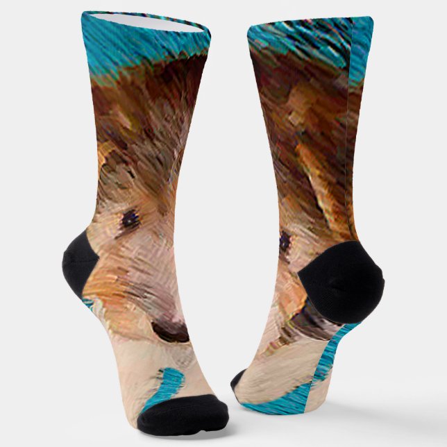 Calcetines Pintura de pipa de Fox Terrier - Arte Perro Origin (Angular)