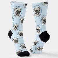 Pintura de pug Fawn Plata Cute Original Mascota Pe