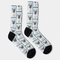 Pintura de pug Fawn Plata Cute Original Mascota Pe