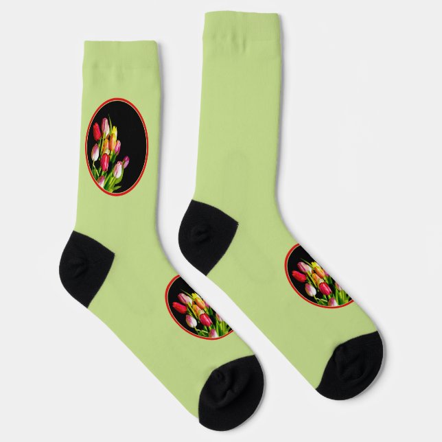 Calcetines Pintura de tulipán - Arte de flores original (Derecha)
