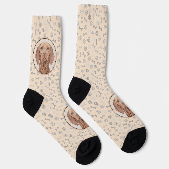 Calcetines Pintura de Vizsla - Arte Perro Original. (Derecha)