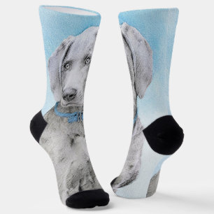 Calcetines Pintura de Weimaraner - Arte de Perro Original.