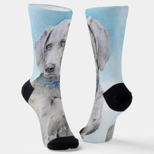 Calcetines Pintura de Weimaraner - Arte de Perro Original. (Angular)