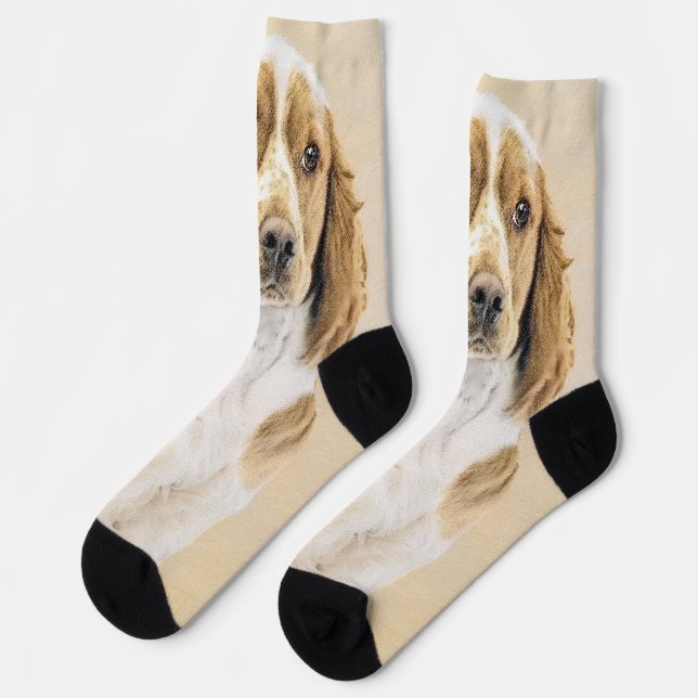 Calcetines Pintura de Welsh Springer Spaniel - Arte original  (Izquierda)