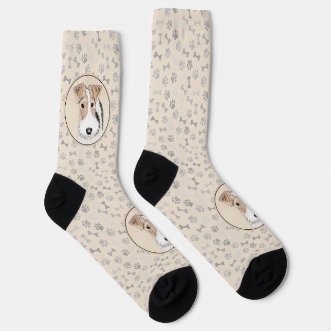 Calcetines Pintura de Wire Fox Terrier - Arte de perro origin (Derecha)