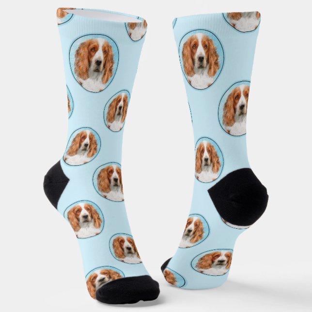 Calcetines Pintura del Welsh Springer Spaniel Arte Original d (Angular)