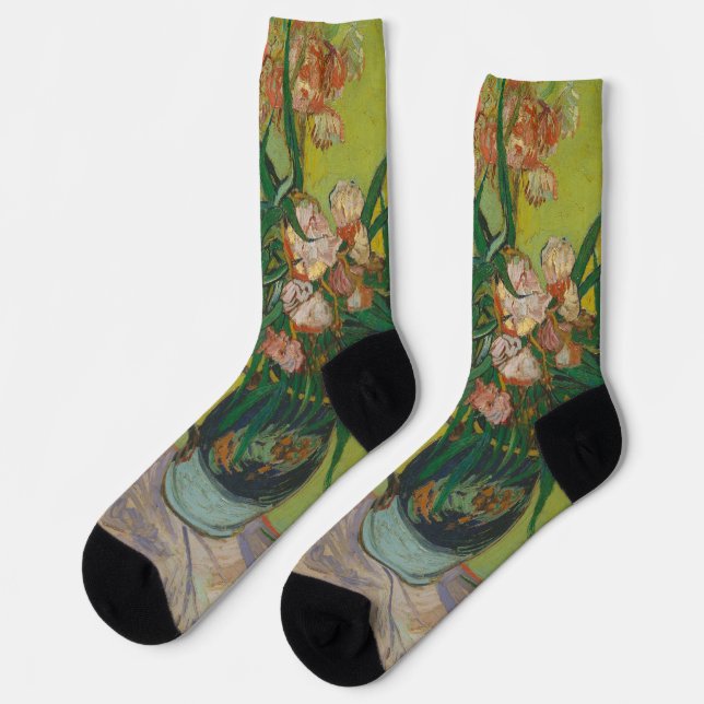 Calcetines Pintura floral de Vincent Van Gogh Oleander (Izquierda)