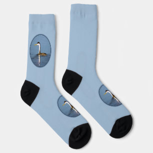 Calcetines Pintura gris de Clark - Arte original de aves silv
