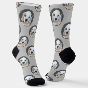 Calcetines Pintura Original de Cachorro Clumber Spaniel Arte 