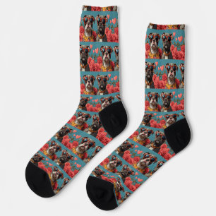 Calcetines Pitbull Con Corazón Rosas Día de San Valentín