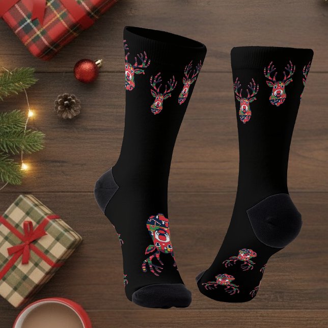 Calcetines Pixel Reindeer Ugly Sweater Christmas Socks (Subido por el creador)
