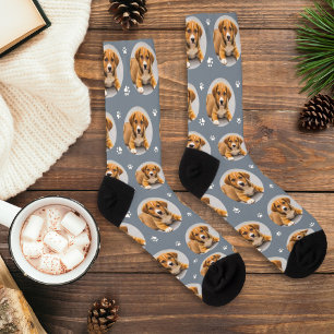 Calcetines Pizarra Divertida Foto Personalizada Huella de Pat