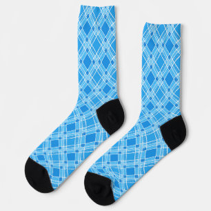 Calcetines Placa de diamante a cuadros - azul cielo