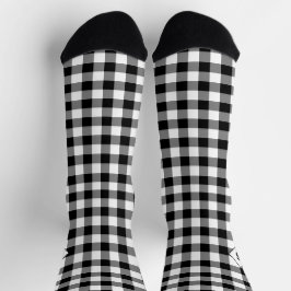 Calcetines Plaid Black & White Initial Monogram