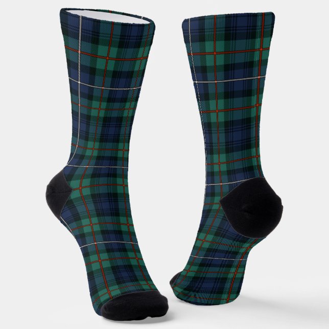 Calcetines Plaid Clan Robertson Green Purple Check Tartan (Angular)