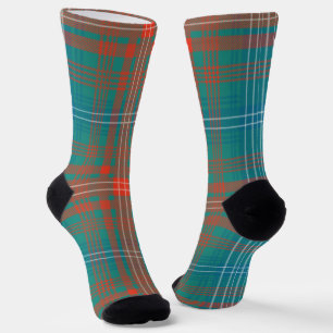 Calcetines Plaid Clan Wilson Naranja Blue Check Tartan