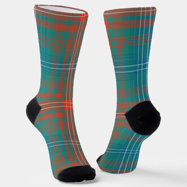 Calcetines Plaid Clan Wilson Naranja Blue Check Tartan (Angular)