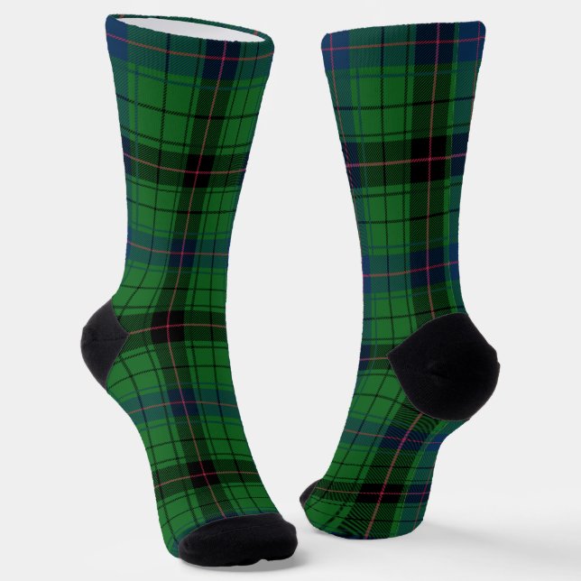 Calcetines Plaid Green Check Elegant Rustic Tartan (Angular)