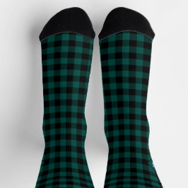 Calcetines Plaid Green & White Initial Monogram Socks