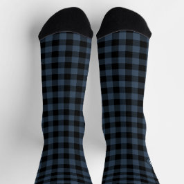 Calcetines Plaid Navy & White Initial Monogram Socks