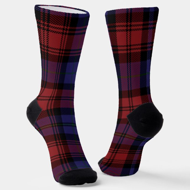 Calcetines Plaid Red Purple Checkered Rustic Tartan (Angular)