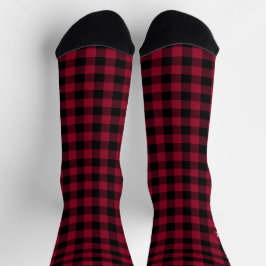 Calcetines Plaid Red & White Initial Monogram Socks