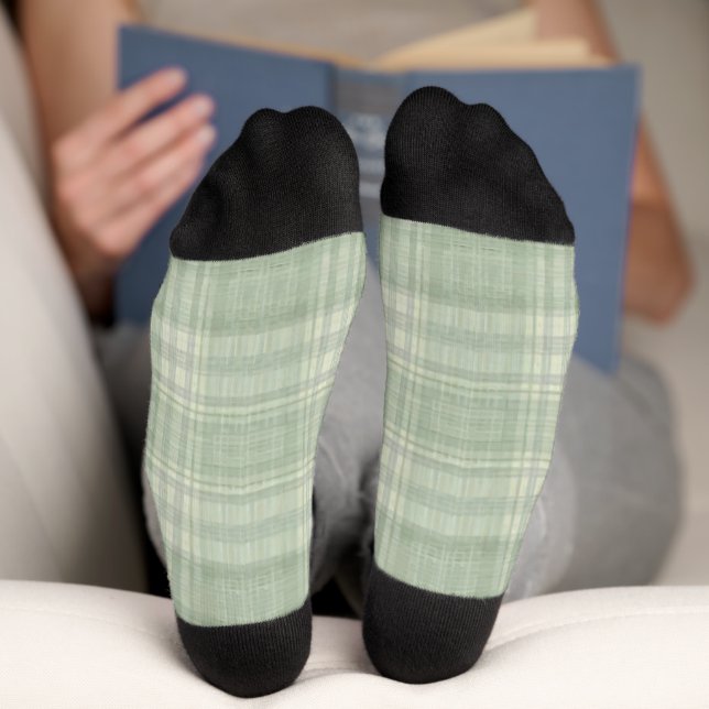 Calcetines Plaid verde salvia claro (Abajo)