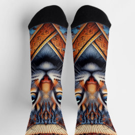 Calcetines Planificador felino de fantasía ornamentado mítico