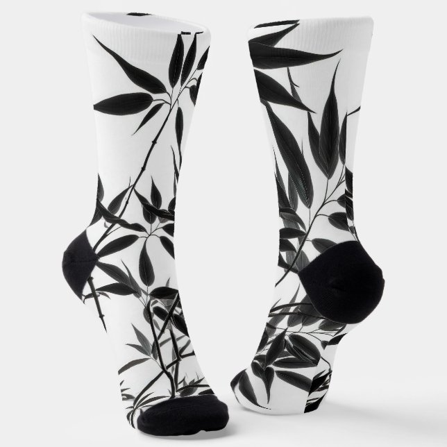 Calcetines Planta de bambú blanco y negro (Angular)