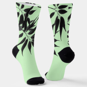 Calcetines Planta de bambú verde negro y blanco
