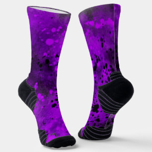 Calcetines Plata de pintura retro púrpura y negra