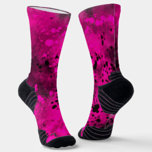 Calcetines Plata de pintura rosa y negra retro