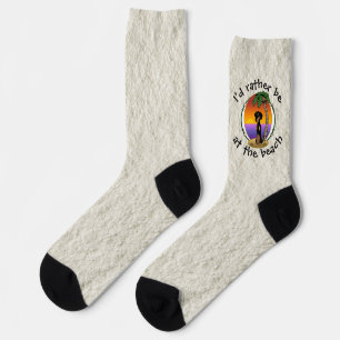 Calcetines Playa Cute Tropical Island Dachshund (negro y tost