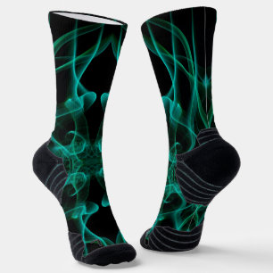Calcetines Plumas de humo verde en negro