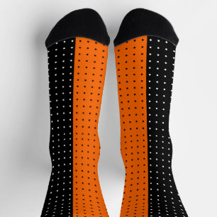 Calcetines Polka Naranja, negro, puntos Halloween