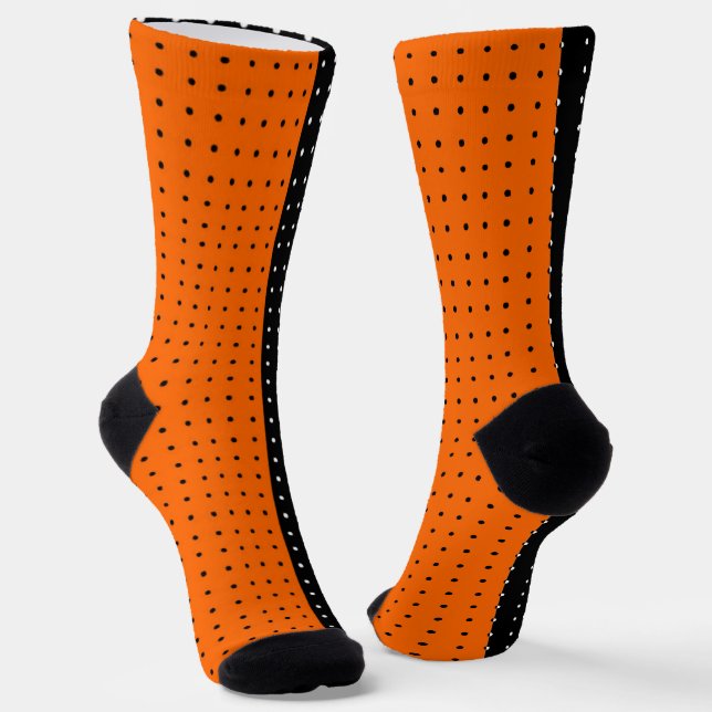 Calcetines Polka Naranja, negro, puntos Halloween (Angular)