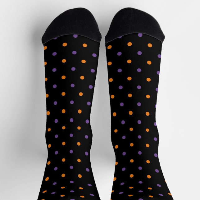 Calcetines Polka negro morado naranja lindo dota Halloween (Arriba)