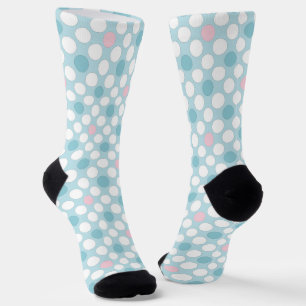 Calcetines Polka pega retro azul rosado blanco
