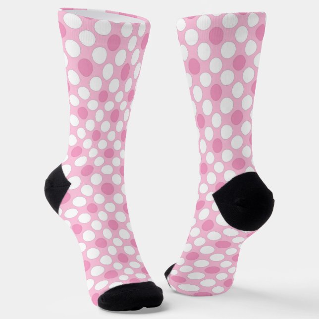 Calcetines Polka pega retro rosa blanco (Angular)