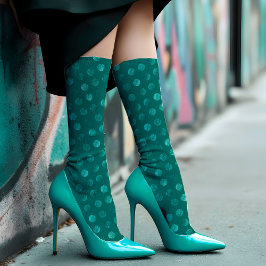 Calcetines Polka Turquesa Dot Moderno Elegante Jade Verde azu