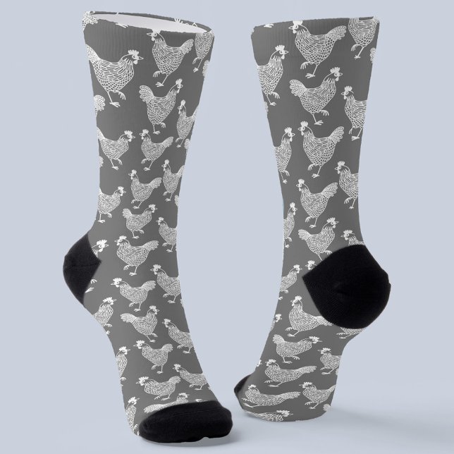 Calcetines Pollo Hen Poultry (Chicken hen poultry gray and white socks)