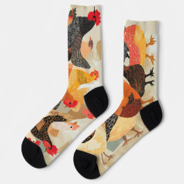 Calcetines Pollos con diferentes patrones y colores de plumas