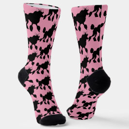 Calcetines Poodles negros de cosecha rocosa en rosa