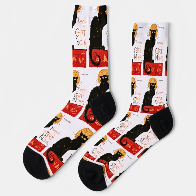 Calcetines Póster Clásico Gato Negro Steinlen Chat Noir Franc (Izquierda)