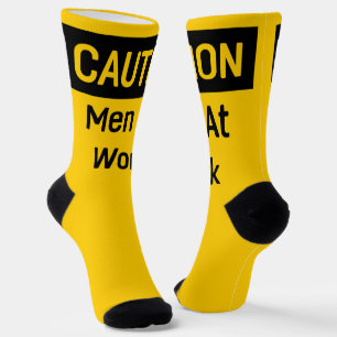 Calcetines PRECAUCIÓN Hombres en el trabajo Amarillo y Negro
