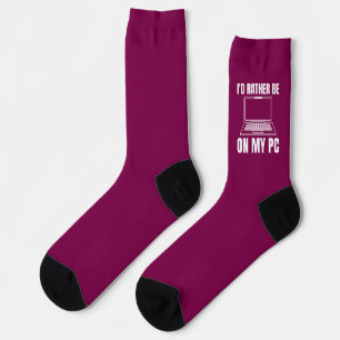 Calcetines Prefiero estar en mi PC, regalo divertido para jug